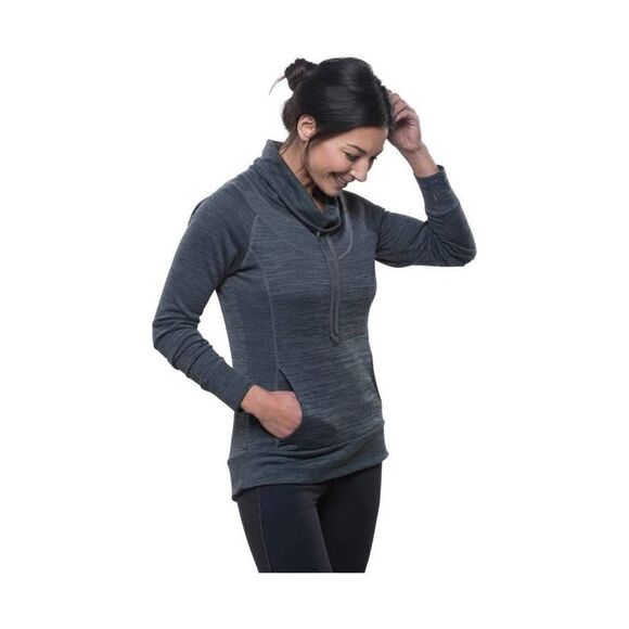 Kuhl Women's Heather Charcoal Cowl Neck Lea Pullover Sweatshirt Size Medium - Picture 1 of 7
